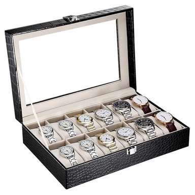 CAJA ORGANIZADOR PORTA RELOJ X 12 DISEÑO PIEL DE COCODRILO - 5