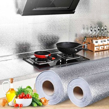 PACK 2 PEGATINA MEGIM DECORATIVO PLATEADO AUTOADHESIVA ALUMINIO COCINA X 5M