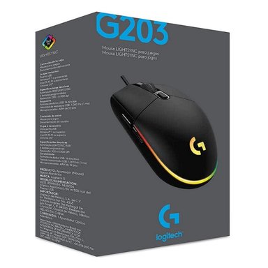 MOUSE LOGITECH G203 LIGHTSYNC 8,000 DPI USB RGB NEGRO - 3
