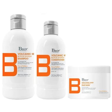SHAMPOO BAOR PROFESSIONAL POST BOTOX + ACONDICIONADOR + MASCARILLA B VOLCANIC MUD