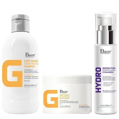 SHAMPOO BAOR PROFESSIONAL REPARADOR + MASCARILLA + HYDRO COLLAGEN G SOFT GOLD