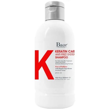SHAMPOO SIN SAL BAOR PROFESSIONAL 500ML ANTI FRIZZ POST ALISADO K KERATIN CARE