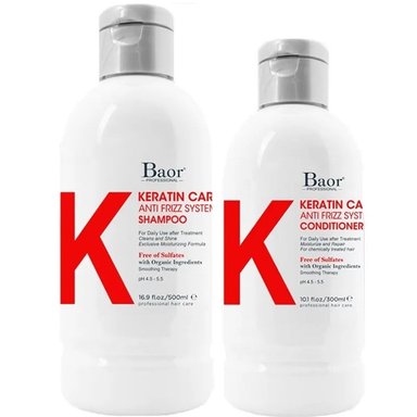 SHAMPOO ANTI FRIZZ BAOR PROFESSIONAL POST ALISADO + ACONDICIONADOR K KERATIN CARE