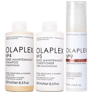 SHAMPOO OLAPLEX EMPHASEOLPX042 REPARADOR + ACONDICIONADOR + SÉRUM N°4 + N° 5 + N°9