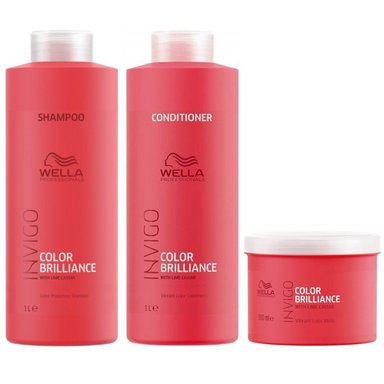 SHAMPOO WELLA PROFESSIONALS EMPHASEWPIB017 1000ML + ACONDICIONADOR + MASCARILLA WELLA INVIGO BRILLIANCE