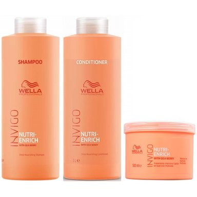 SHAMPOO WELLA PROFESSIONALS EMPHASEWPIE025 1000ML + ACONDICIONADOR + MASCARILLA WELLA INVIGO NUTRI ENRICH