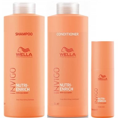 SHAMPOO WELLA PROFESSIONALS EMPHASEWPIE041 1000ML + ACONDICIONADOR + BÁLSAMO WELLA INVIGO NUTRI ENRICH