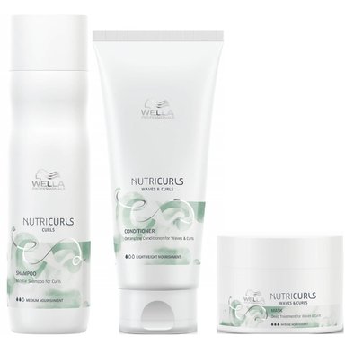 SHAMPOO WELLA PROFESSIONALS EMPHASEWPNC013 250ML RIZOS + ACONDICIONADOR +MASCARILLA WELLA NUTRICURLS