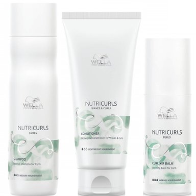 SHAMPOO WELLA PROFESSIONALS EMPHASEWPNC014 250ML RIZOS + ACONDICIONADOR + BÁLSAMO WELLA NUTRICURLS