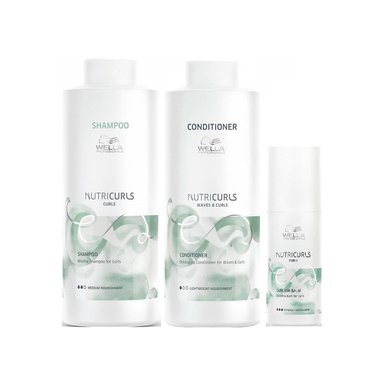 SHAMPOO WELLA PROFESSIONALS EMPHASEWPNC030 1000ML RIZOS + ACONDICIONADOR + BÁLSAMO WELLA NUTRICURLS