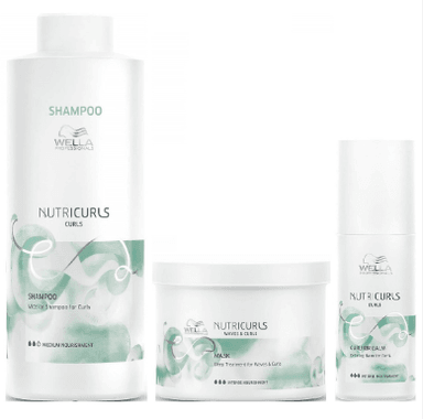 SHAMPOO WELLA PROFESSIONALS EMPHASEWPNC031 1000ML RIZOS + MASCARILLA + BÁLSAMO WELLA NUTRICURLS