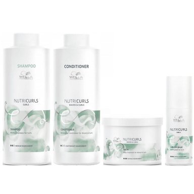 SHAMPOO WELLA PROFESSIONALS EMPHASEWPNC032 1000ML + ACONDICIONADOR + MASCARILLA +BÁLSAMO WELLA NUTRICURLS