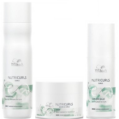 SHAMPOO WELLA PROFESSIONALS EMPHASEWPNC038 250ML RIZOS + MASCARILLA + BÁLSAMO WELLA NUTRICURLS