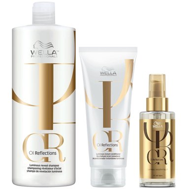 SHAMPOO WELLA PROFESSIONALS EMPHASEWPOR018 1000ML + ACONDICIONADOR + ACEITE WELLA OIL REFLECTIONS