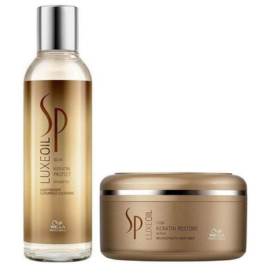 SHAMPOO WELLA PROFESSIONALS EMPHASEWSPL006 200ML CON ACEITE ARGÁN + MASCARILLA WELLA LUXE OIL KERATIN