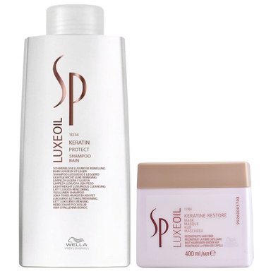 SHAMPOO WELLA PROFESSIONALS EMPHASEWSPL008 1000ML CON ACEITE ARGÁN + MASCARILLA WELLA LUXE OIL KERATIN