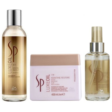 SHAMPOO WELLA PROFESSIONALS EMPHASEWSPL012 + MASCARILLA 400ML + ELIXIR WELLA LUXE OIL KERATIN