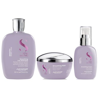 SHAMPOO ANTI FRIZZ ALFAPARF MILANO EMPHASEASDLS010 250ML SIN SAL + MASCARILLA + CREMA SMOOTH - 2