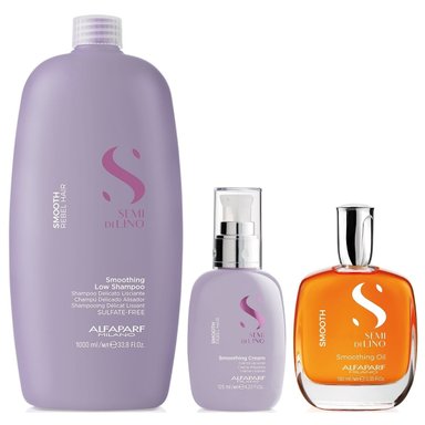 SHAMPOO ANTI FRIZZ ALFAPARF MILANO EMPHASEASDLS019 1000ML SIN SAL + CREMA + ACEITE SMOOTH - 1