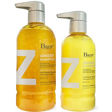 SHAMPOO BAOR PROFESSIONAL EMPHASEBZG003 FORTALECEDOR SIN SULFATO + ACONDICIONADOR BAOR Z GINGER - 1