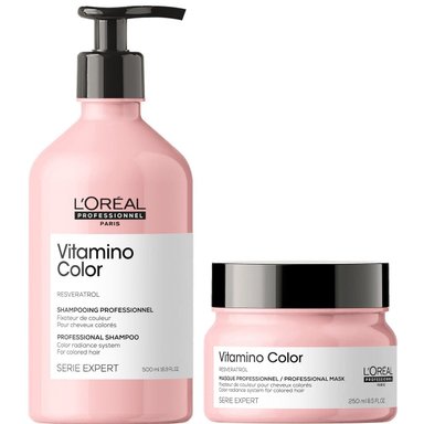 SHAMPOO LOREAL PROFESSIONNEL EMPHASELOVC015 CABELLO TEÑIDO 500ML + MASCARILLA 250ML LOREAL VITAMINO COLOR - 1