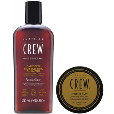 SHAMPOO AMERICAN CREW HIDRATANTE 250ML + CERA MOLDING CLAY 85G MEN - 1