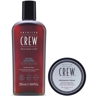 SHAMPOO AMERICAN CREW EXFOLIANTE DETOX + CERA GROOMING CREAM MEN - 1