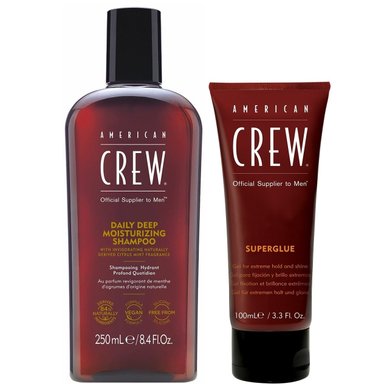 SHAMPOO AMERICAN CREW 250ML HIDRATANTE + GEL SUPERGLUE MEN - 1