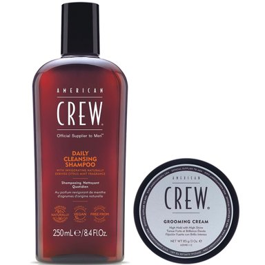 SHAMPOO AMERICAN CREW 250ML DAILY + CERA GROOMING CREAM 85G MEN - 1