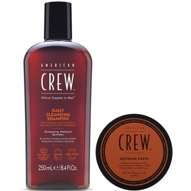 SHAMPOO AMERICAN CREW 250ML DAILY + CERA MATE DEFINING PASTE 85G MEN - 1