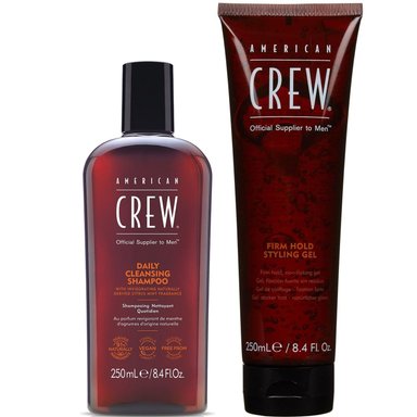 SHAMPOO AMERICAN CREW 250ML DAILY + FIRM HOLD STYLING GEL MEN - 1