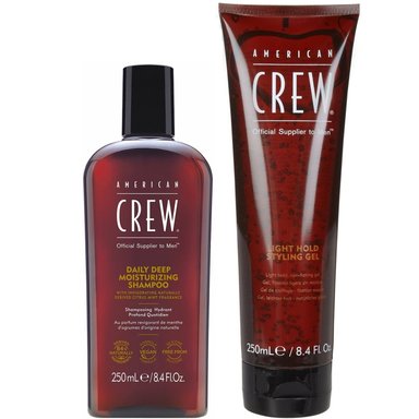 SHAMPOO AMERICAN CREW HIDRATANTE 250ML + LIGHT HOLD STYLING GEL MEN - 1