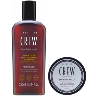 SHAMPOO AMERICAN CREW HIDRATANTE 250ML + CERA GROOMING CREAM 85G MEN - 1