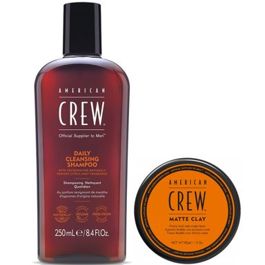 SHAMPOO AMERICAN CREW 250ML DAILY + CERA MATTE CLAY 85G MEN - 1