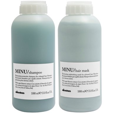 SHAMPOO ILUMINADOR CABELLO TEÑIDO 1000ML + MASCARILLA DAVINES MINU - 1