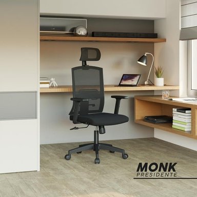 SILLA ERGONOMICA BONNO MONK NEGRO CON CABECERO - 6
