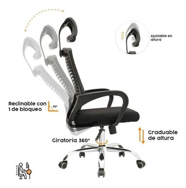 SILLA DE ESCRITORIO BONNO LIFAN NEGRO CON CABECERO - 2