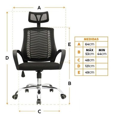 SILLA DE ESCRITORIO BONNO LIFAN NEGRO CON CABECERO - 3