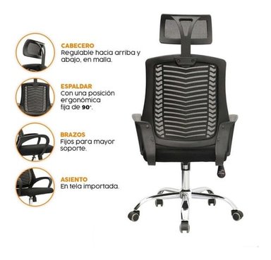 SILLA DE ESCRITORIO BONNO LIFAN NEGRO CON CABECERO - 4