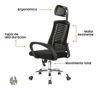 SILLA DE ESCRITORIO BONNO LIFAN NEGRO CON CABECERO - 5