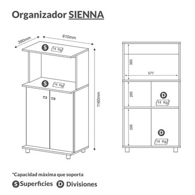 MUEBLE BONNO COCINA MULTIUSO SIENNA BLANCO - 5
