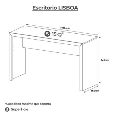 ESCRITORIO DE MELAMINA BONNO LISBOA 46.5 CM X 127 CM BLANCO - 5