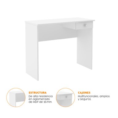 ESCRITORIO DE MELAMINA BONNO DENIS 40 CM X 90 CM BLANCO - 3