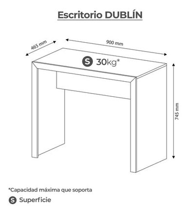 ESCRITORIO DE MELAMINA BONNO DUBLIN 46.5 CM X 90 CM BLANCO - 4