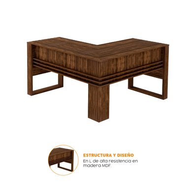 ESCRITORIO DE MELAMINA BONNO MORRIS 60 CM X 136 CM NOGAL - 2