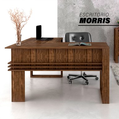 ESCRITORIO DE MELAMINA BONNO MORRIS 60 CM X 136 CM NOGAL - 5