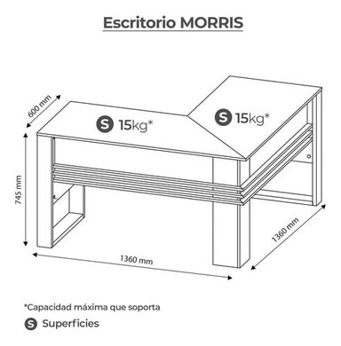 ESCRITORIO DE MELAMINA BONNO MORRIS 60 CM X 136 CM NOGAL - 6