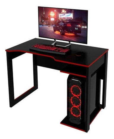 ESCRITORIO DE MELAMINA BONNO THONET 60 , CM X 50 CM NEGRO/ROJO GAMER