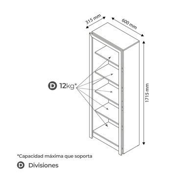 LIBRERO BIBLIOTECA CAMERON BLANCO BONNO - 5