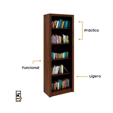 LIBRERO BONNO CAMERON MARRÓN BIBLIOTECA RUSTICO - 4